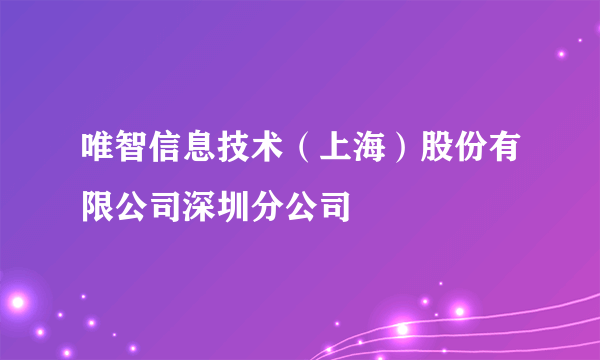 唯智信息技术（上海）股份有限公司深圳分公司