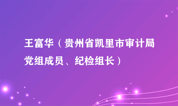 王富华（贵州省凯里市审计局党组成员、纪检组长）