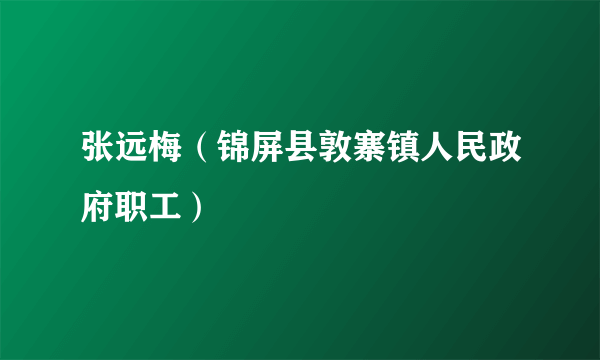 张远梅（锦屏县敦寨镇人民政府职工）