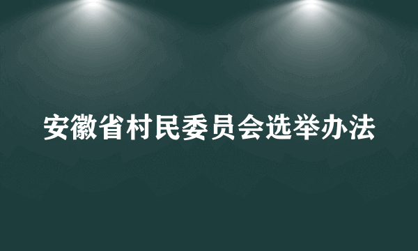 安徽省村民委员会选举办法