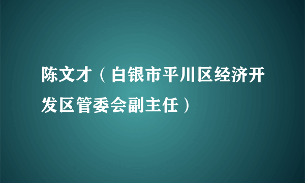 陈文才（白银市平川区经济开发区管委会副主任）