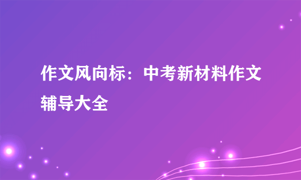 作文风向标：中考新材料作文辅导大全