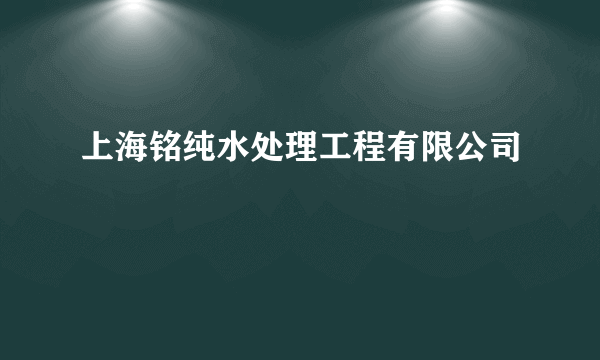 上海铭纯水处理工程有限公司