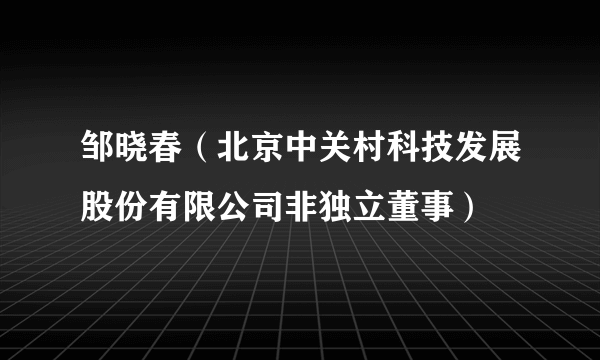 邹晓春（北京中关村科技发展股份有限公司非独立董事）