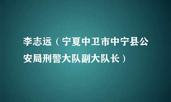 李志远（宁夏中卫市中宁县公安局刑警大队副大队长）