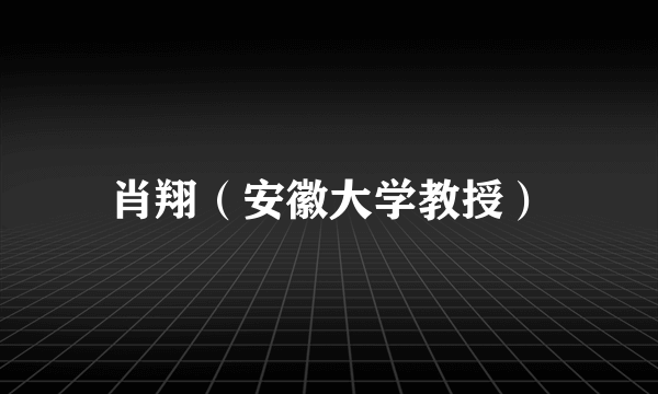 肖翔（安徽大学教授）