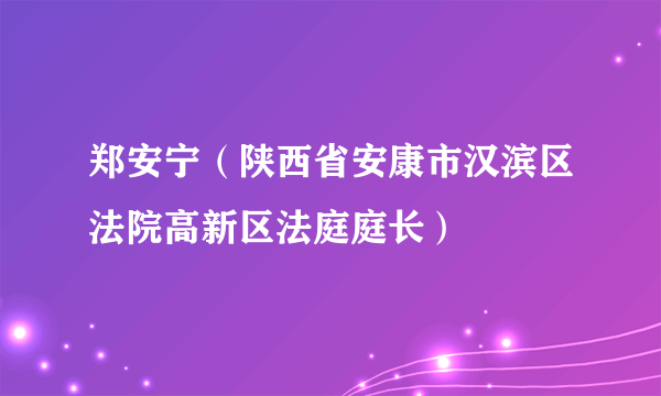 郑安宁（陕西省安康市汉滨区法院高新区法庭庭长）