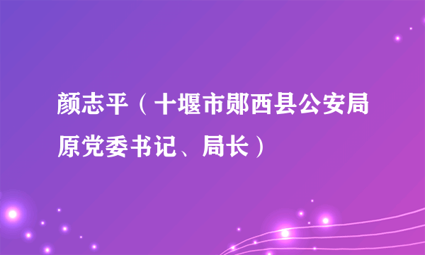 颜志平（十堰市郧西县公安局原党委书记、局长）