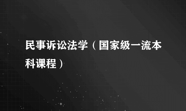 民事诉讼法学（国家级一流本科课程）