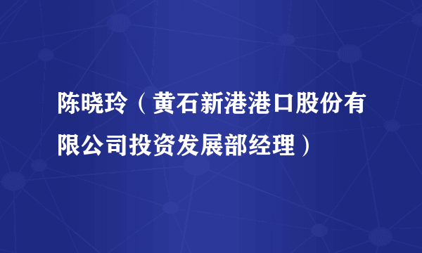 陈晓玲（黄石新港港口股份有限公司投资发展部经理）