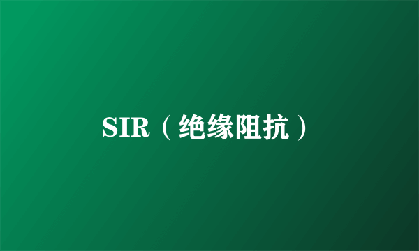 SIR（绝缘阻抗）