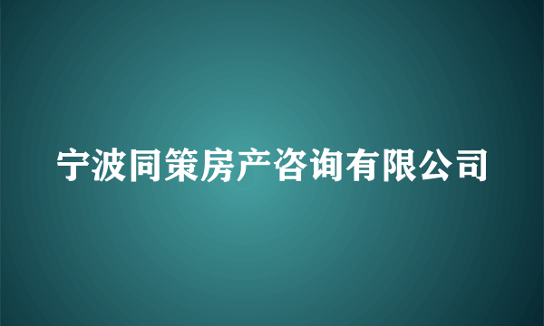 宁波同策房产咨询有限公司