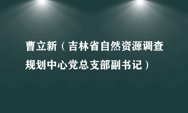 曹立新（吉林省自然资源调查规划中心党总支部副书记）