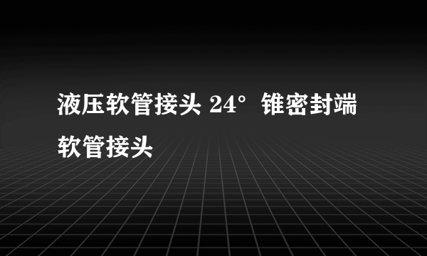 液压软管接头 24°锥密封端软管接头