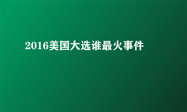 2016美国大选谁最火事件