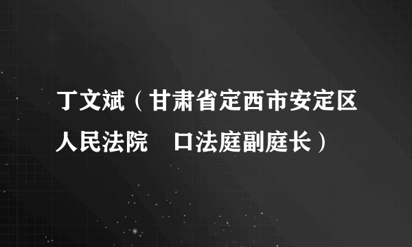 丁文斌（甘肃省定西市安定区人民法院巉口法庭副庭长）