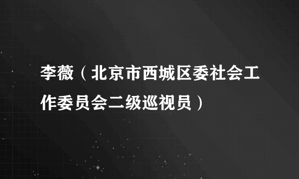 李薇（北京市西城区委社会工作委员会二级巡视员）