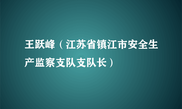 王跃峰（江苏省镇江市安全生产监察支队支队长）