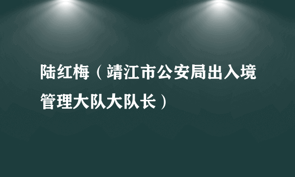 陆红梅（靖江市公安局出入境管理大队大队长）