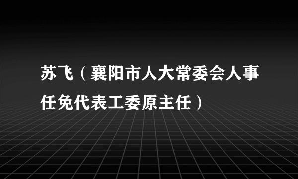 苏飞（襄阳市人大常委会人事任免代表工委原主任）