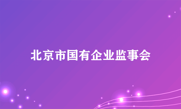 北京市国有企业监事会