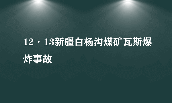 12·13新疆白杨沟煤矿瓦斯爆炸事故