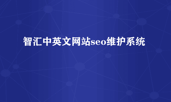 智汇中英文网站seo维护系统