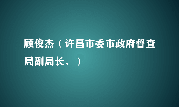 顾俊杰（许昌市委市政府督查局副局长，）