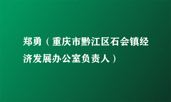 郑勇（重庆市黔江区石会镇经济发展办公室负责人）