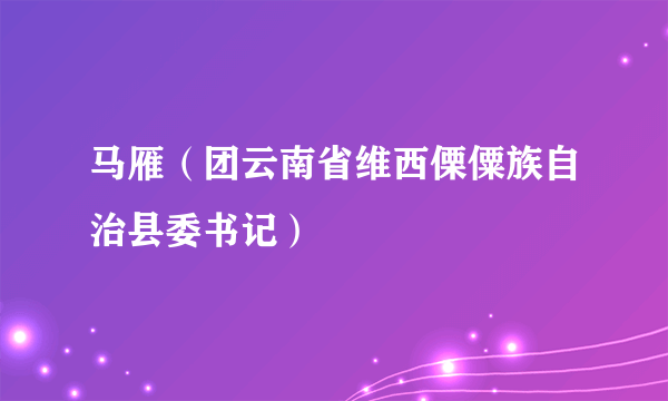 马雁（团云南省维西傈僳族自治县委书记）