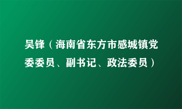 吴锋（海南省东方市感城镇党委委员、副书记、政法委员）