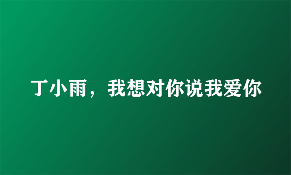 丁小雨，我想对你说我爱你