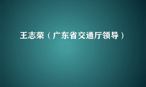 王志荣（广东省交通厅领导）