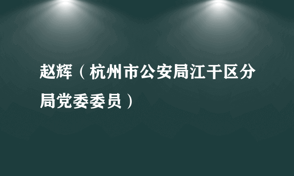 赵辉（杭州市公安局江干区分局党委委员）