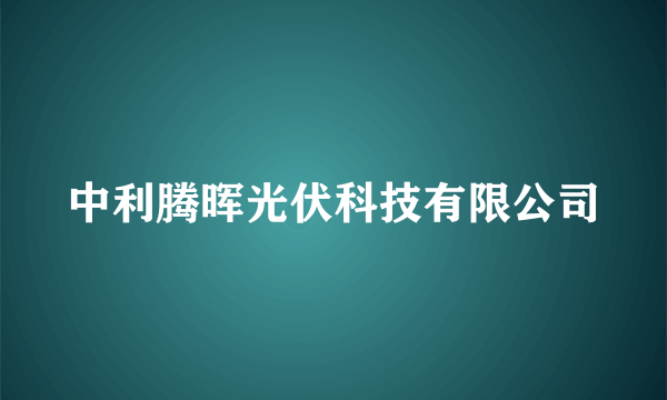 中利腾晖光伏科技有限公司