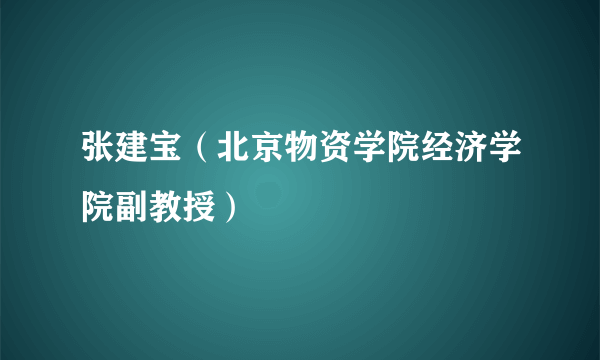 张建宝（北京物资学院经济学院副教授）