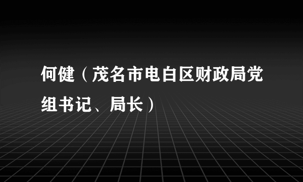 何健（茂名市电白区财政局党组书记、局长）