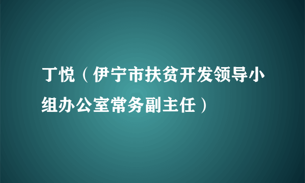 丁悦（伊宁市扶贫开发领导小组办公室常务副主任）