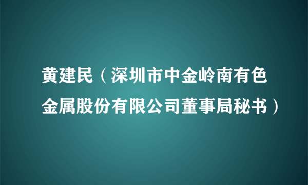 黄建民（深圳市中金岭南有色金属股份有限公司董事局秘书）