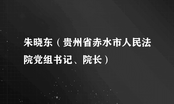 朱晓东（贵州省赤水市人民法院党组书记、院长）