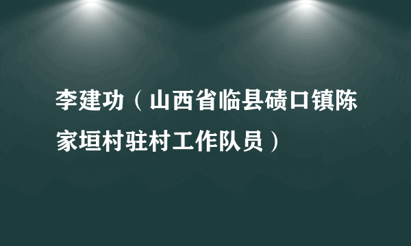 李建功（山西省临县碛口镇陈家垣村驻村工作队员）