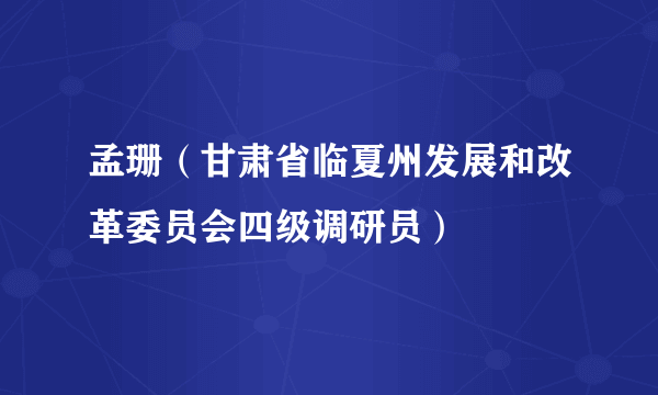 孟珊（甘肃省临夏州发展和改革委员会四级调研员）