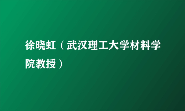 徐晓虹（武汉理工大学材料学院教授）