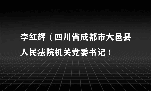 李红辉（四川省成都市大邑县人民法院机关党委书记）