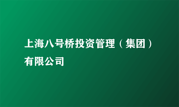 上海八号桥投资管理（集团）有限公司