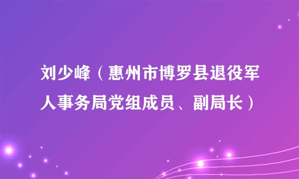 刘少峰（惠州市博罗县退役军人事务局党组成员、副局长）