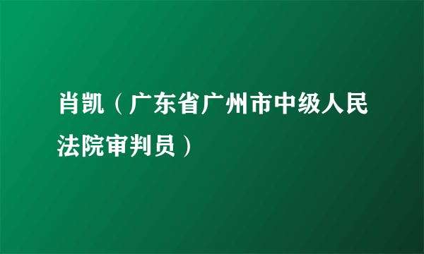 肖凯（广东省广州市中级人民法院审判员）