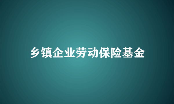 乡镇企业劳动保险基金