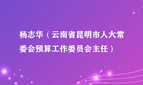 杨志华（云南省昆明市人大常委会预算工作委员会主任）