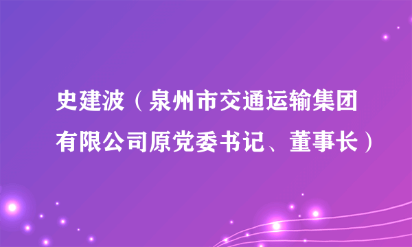 史建波（泉州市交通运输集团有限公司原党委书记、董事长）